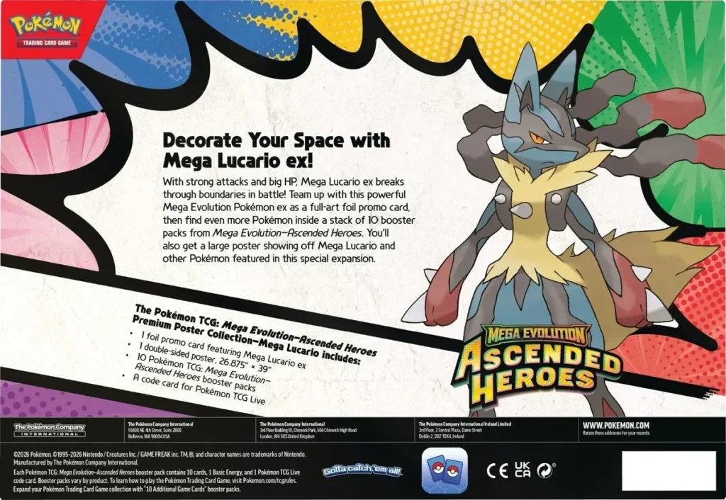 Pokémon TCG: Mega Evolution - Ascended Heroes: Mega Lucario Collezione con poster premium