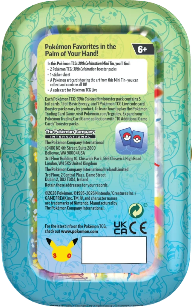 Pokémon TCG: 30th Celebration: Mini scatola in metallo