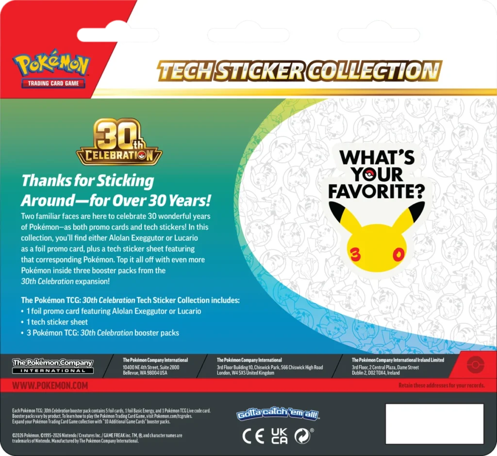 Pokémon TCG: 30th Celebration - Collezione di adesivi per dispositivi Alolan